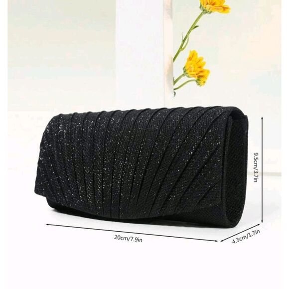 2/$30 Ladies Elegant Black Glitter Evening Bag - Picture 2 of 9